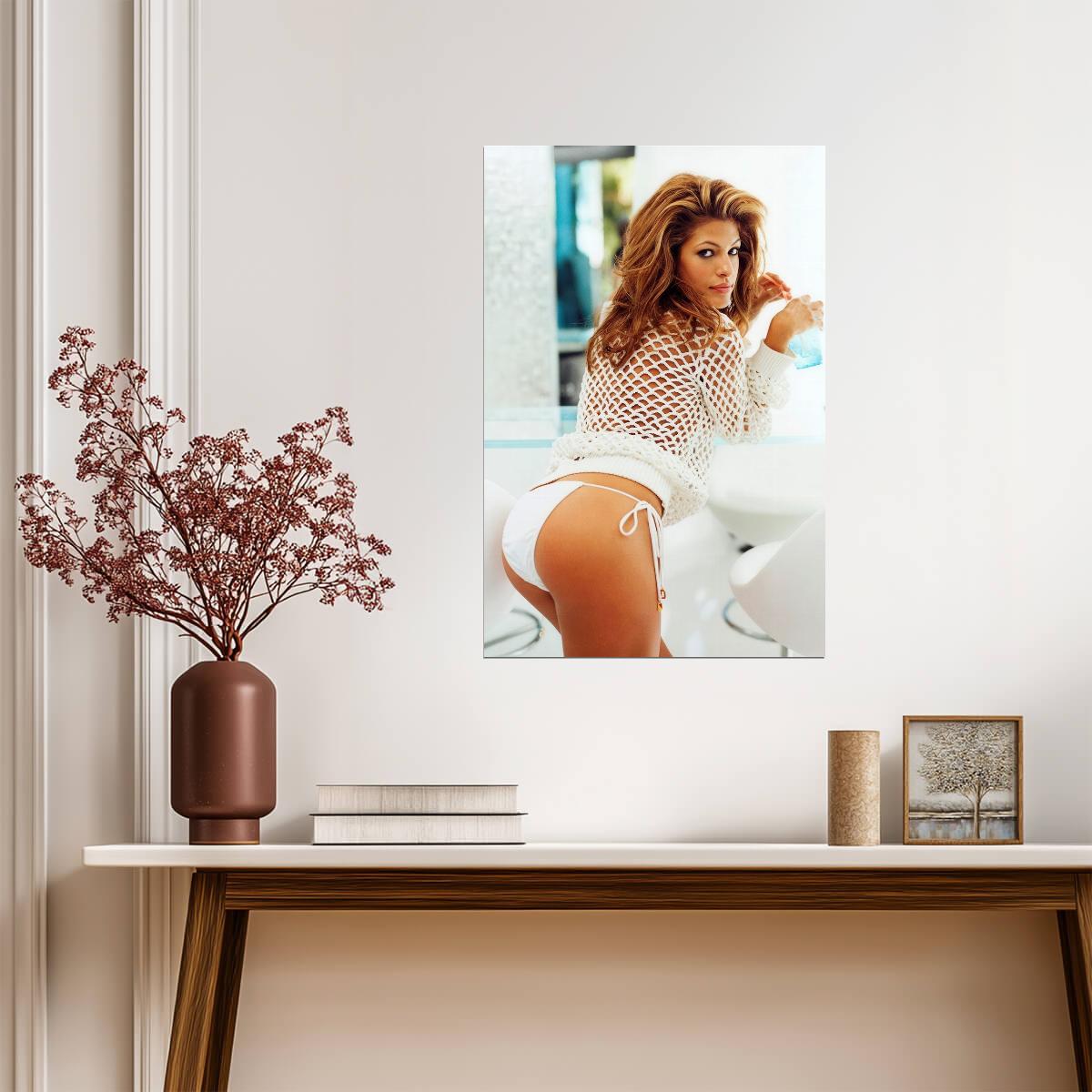 Eva Mendes in White Swimsuit Poster | Sexy Actress Wall Art Print - Celebrities Poster