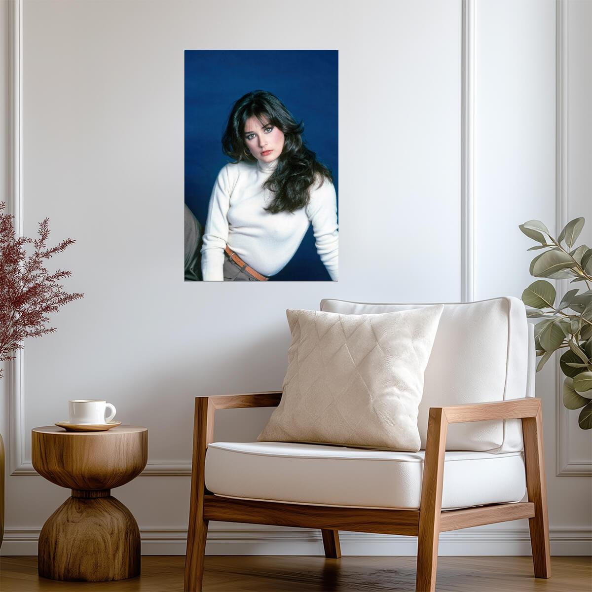 Demi Moore Blue Background Poster | Vintage Portrait Wall Art Print - Celebrities Poster