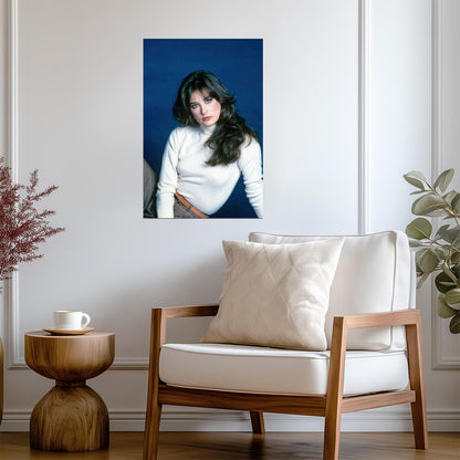 Demi Moore Blue Background Poster | Vintage Portrait Wall Art Print - Celebrities Poster