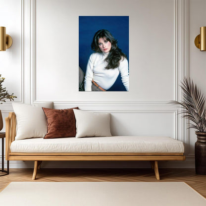 Demi Moore Blue Background Poster | Vintage Portrait Wall Art Print - Celebrities Poster