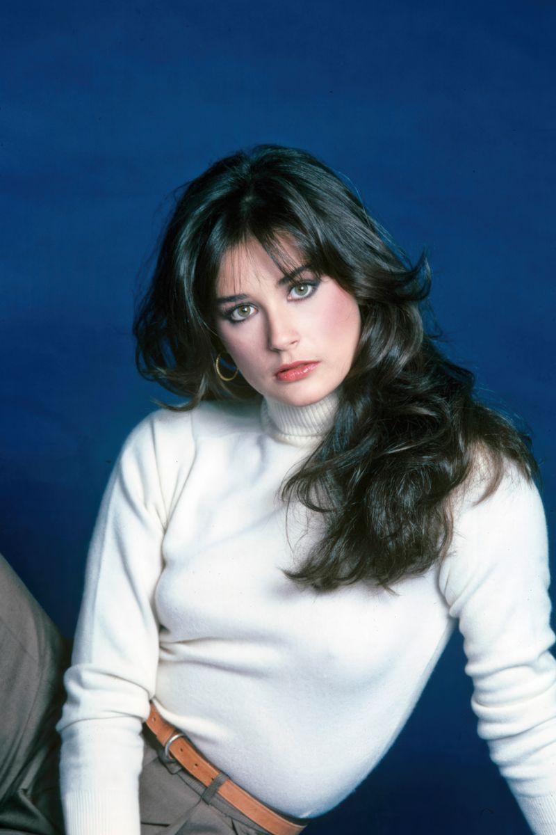 Demi Moore Blue Background Poster | Vintage Portrait Wall Art Print - Celebrities Poster