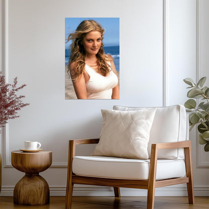 Drew Barrymore Beach Poster | Actress Wall Art Print - Celebrities Poster