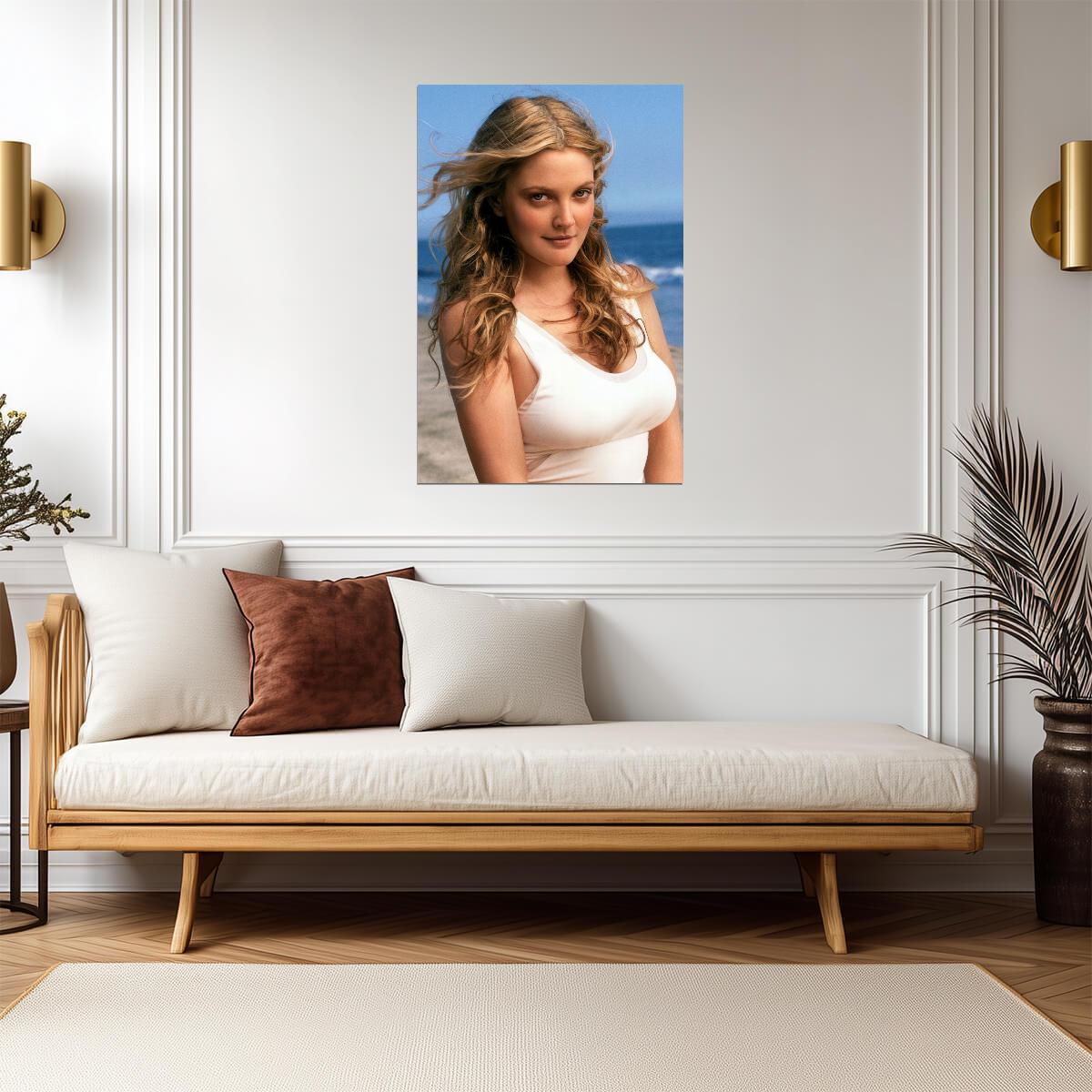 Drew Barrymore Beach Poster | Actress Wall Art Print - Celebrities Poster