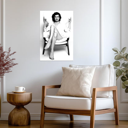Milla Jovovich Sexy Legs Poster | Black and White Seated Wall Art Print - Celebrities Poster