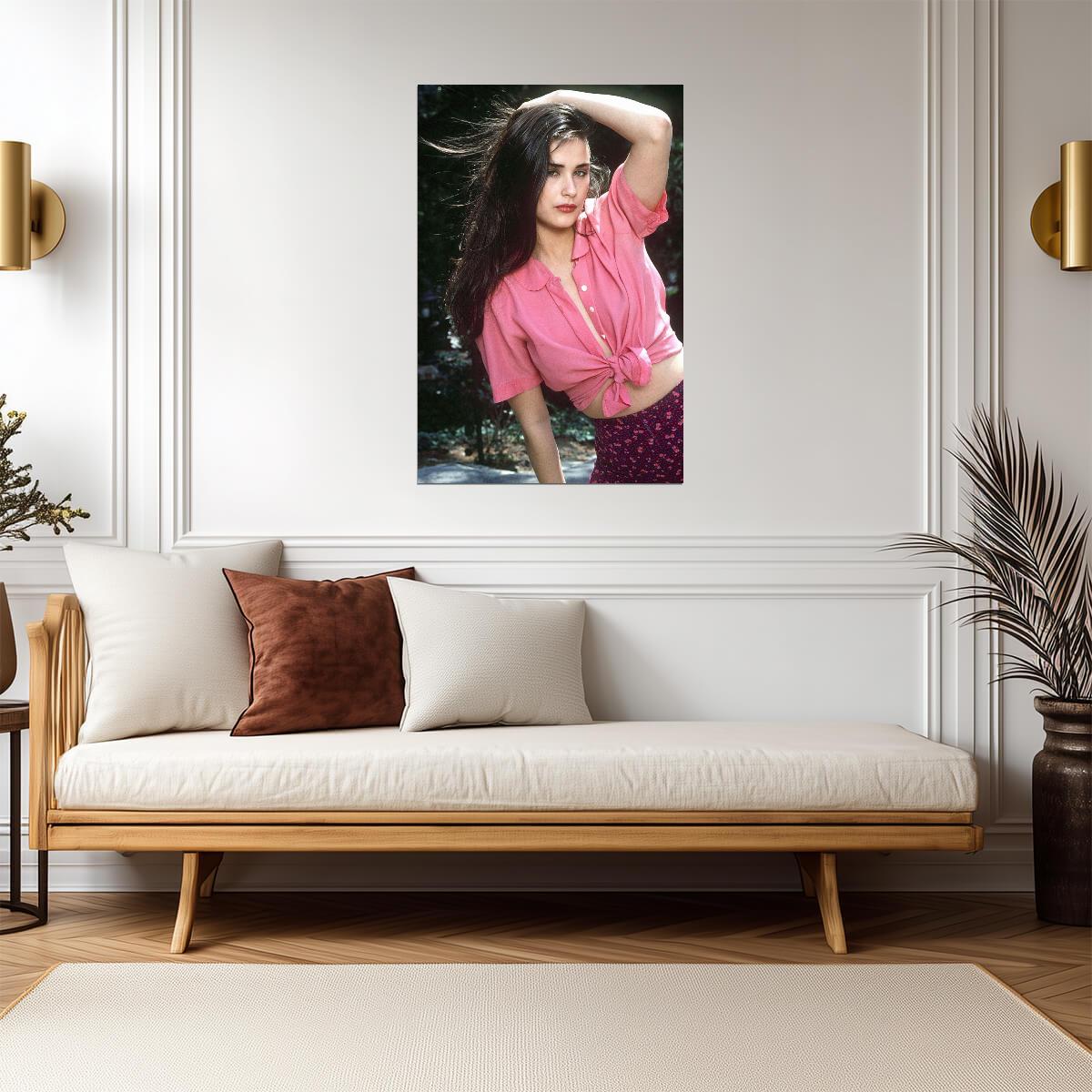 Demi Moore in Pink Shirt Poster | Vintage Portrait Wall Art Print - Celebrities Poster