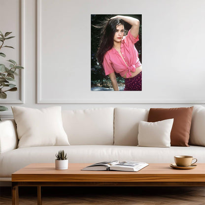 Demi Moore in Pink Shirt Poster | Vintage Portrait Wall Art Print - Celebrities Poster