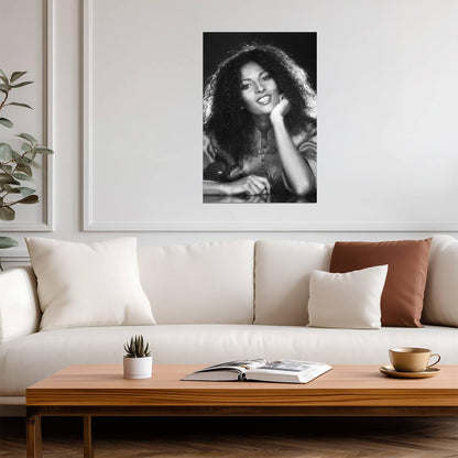 Pam Grier Smiling Portrait Poster | Black and White Wall Art Print - Celebrities Poster