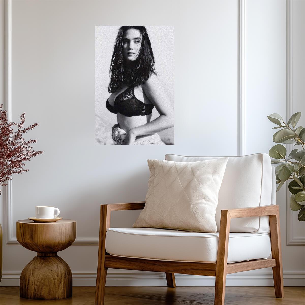 Jennifer Connelly in Black Lingerie Poster | Black and White Portrait Print - Celebrities Poster