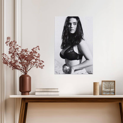 Jennifer Connelly in Black Lingerie Poster | Black and White Portrait Print - Celebrities Poster