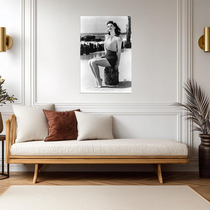Ava Gardner Pinup Poster | Black and White Seated Wall Art Print - Celebrities Poster