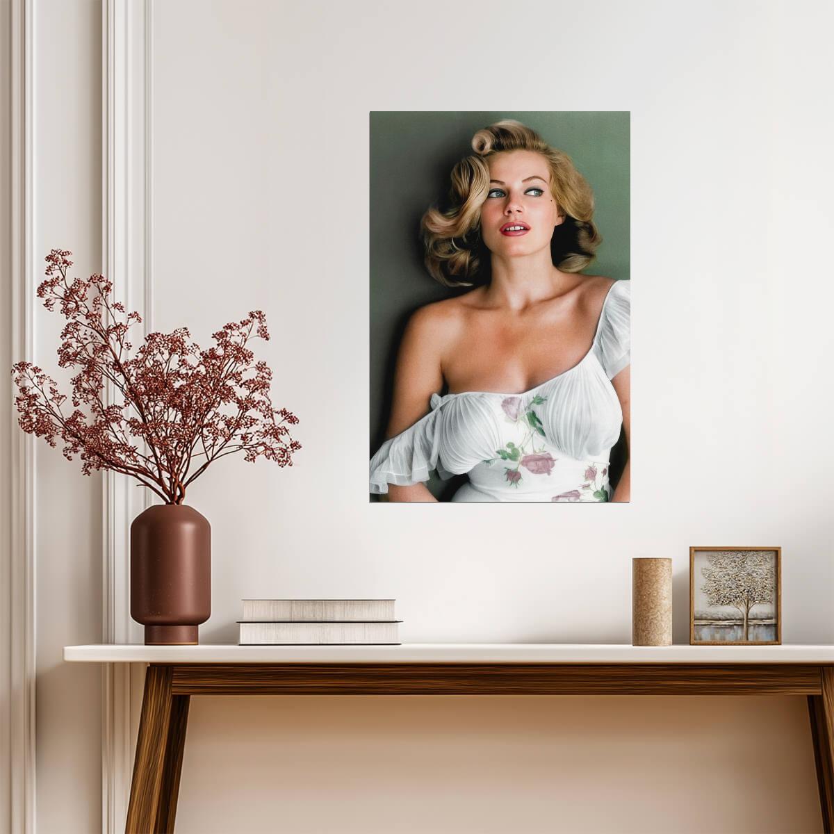 Anita Ekberg in Floral Dress Poster | Actress Wall Art Print - Celebrities Poster