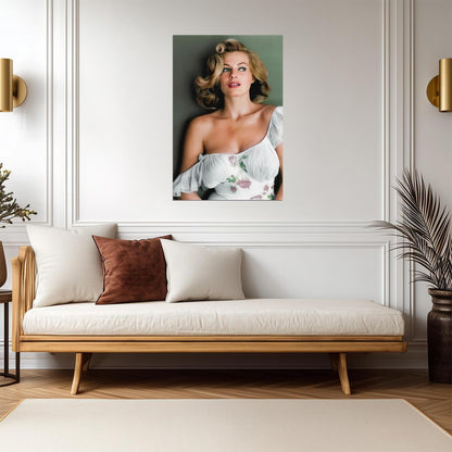 Anita Ekberg in Floral Dress Poster | Actress Wall Art Print - Celebrities Poster