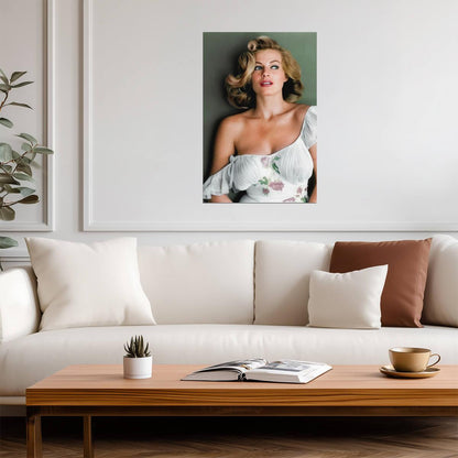 Anita Ekberg in Floral Dress Poster | Actress Wall Art Print - Celebrities Poster
