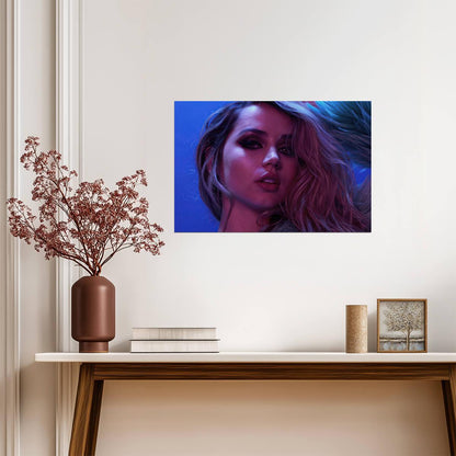 Ana De Armas Neon Portrait Poster | Actress Wall Art Print - Celebrities Poster