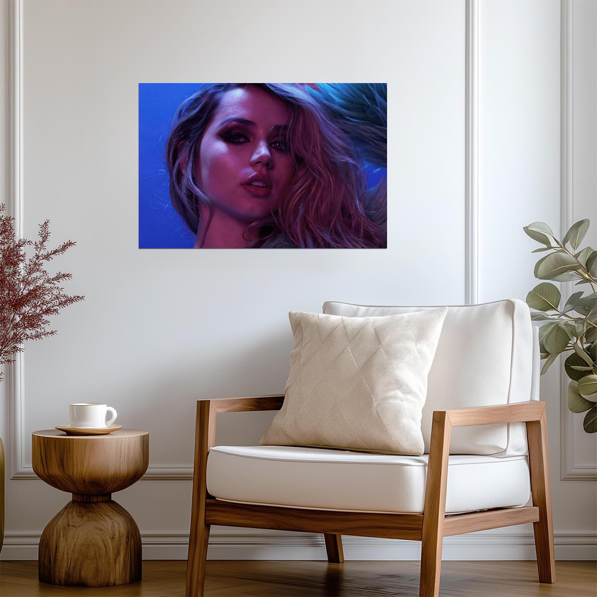 Ana De Armas Neon Portrait Poster | Actress Wall Art Print - Celebrities Poster