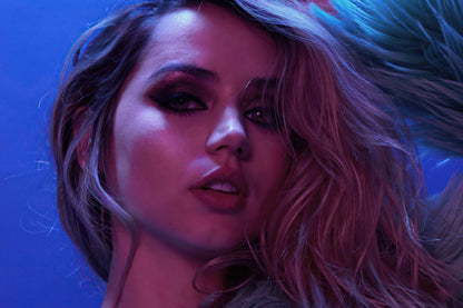 Ana De Armas Neon Portrait Poster | Actress Wall Art Print - Celebrities Poster