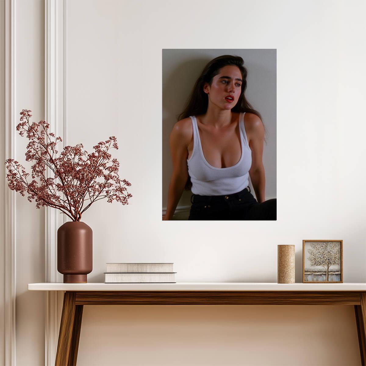 Jennifer Connelly in White Tank Poster | Sexy Actress Wall Art Print - Celebrities Poster