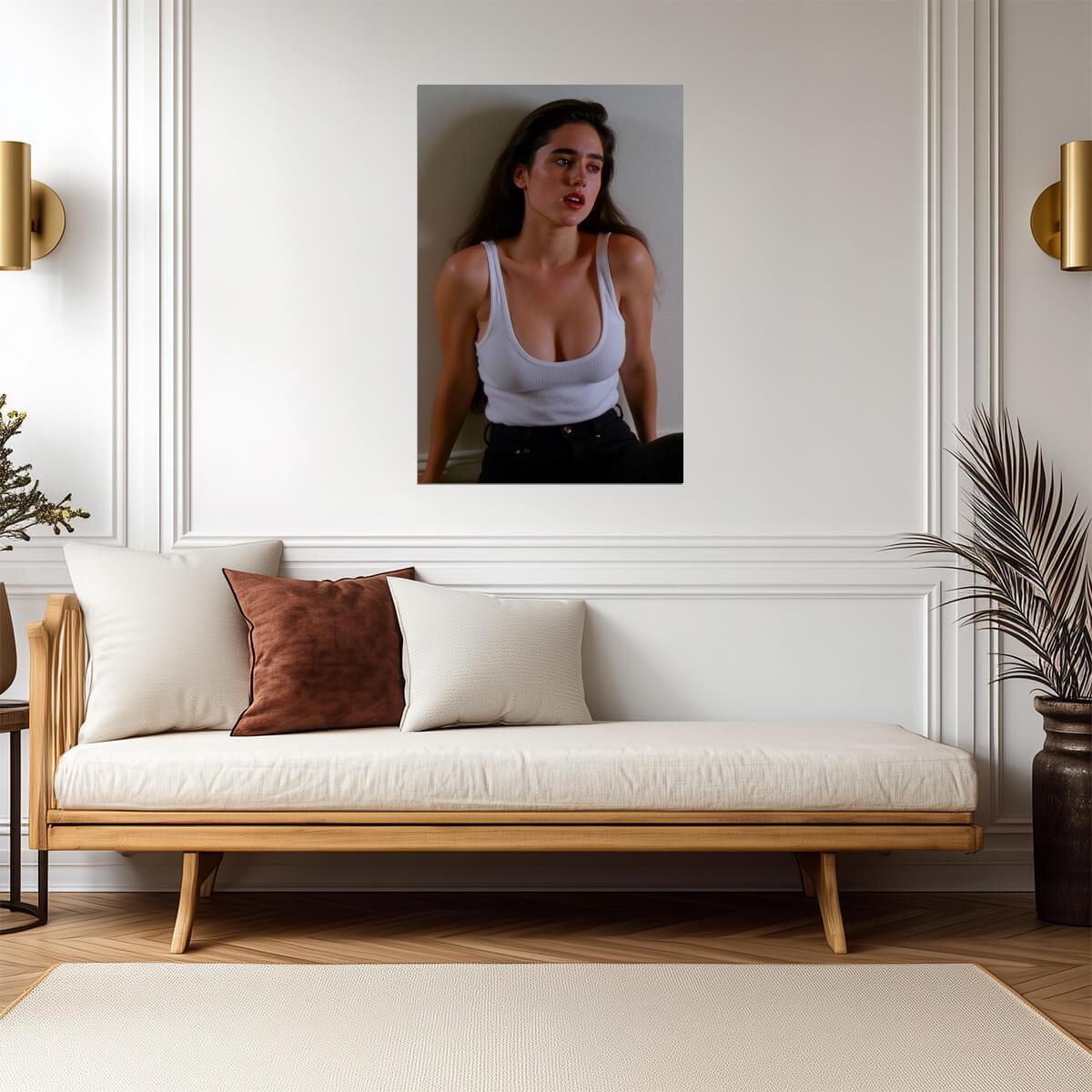 Jennifer Connelly in White Tank Poster | Sexy Actress Wall Art Print - Celebrities Poster