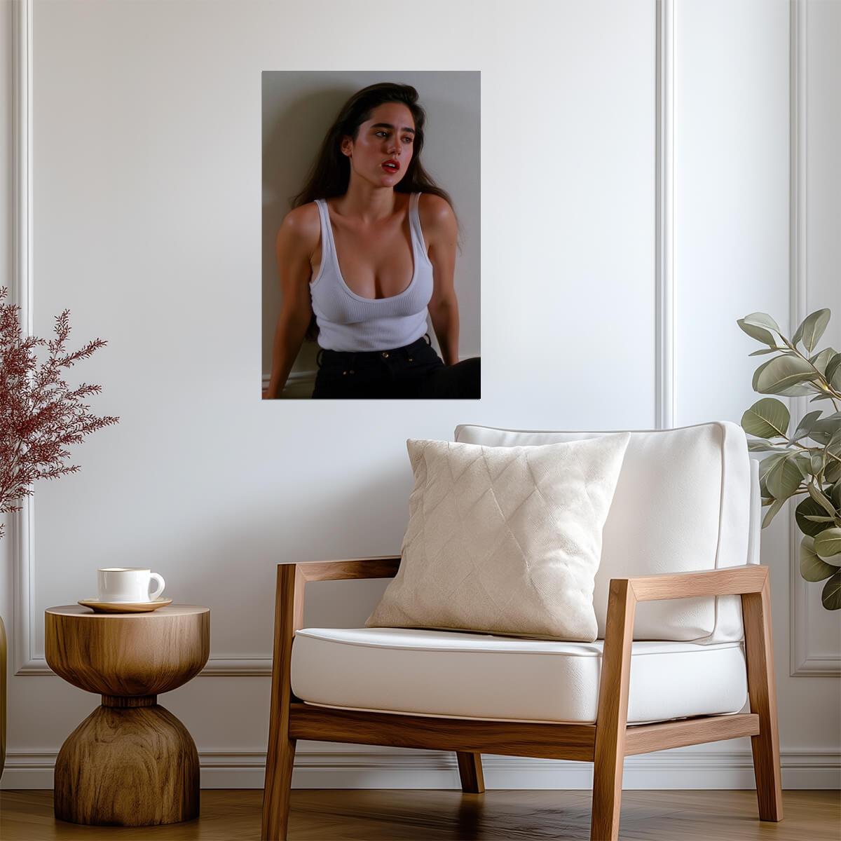 Jennifer Connelly in White Tank Poster | Sexy Actress Wall Art Print - Celebrities Poster