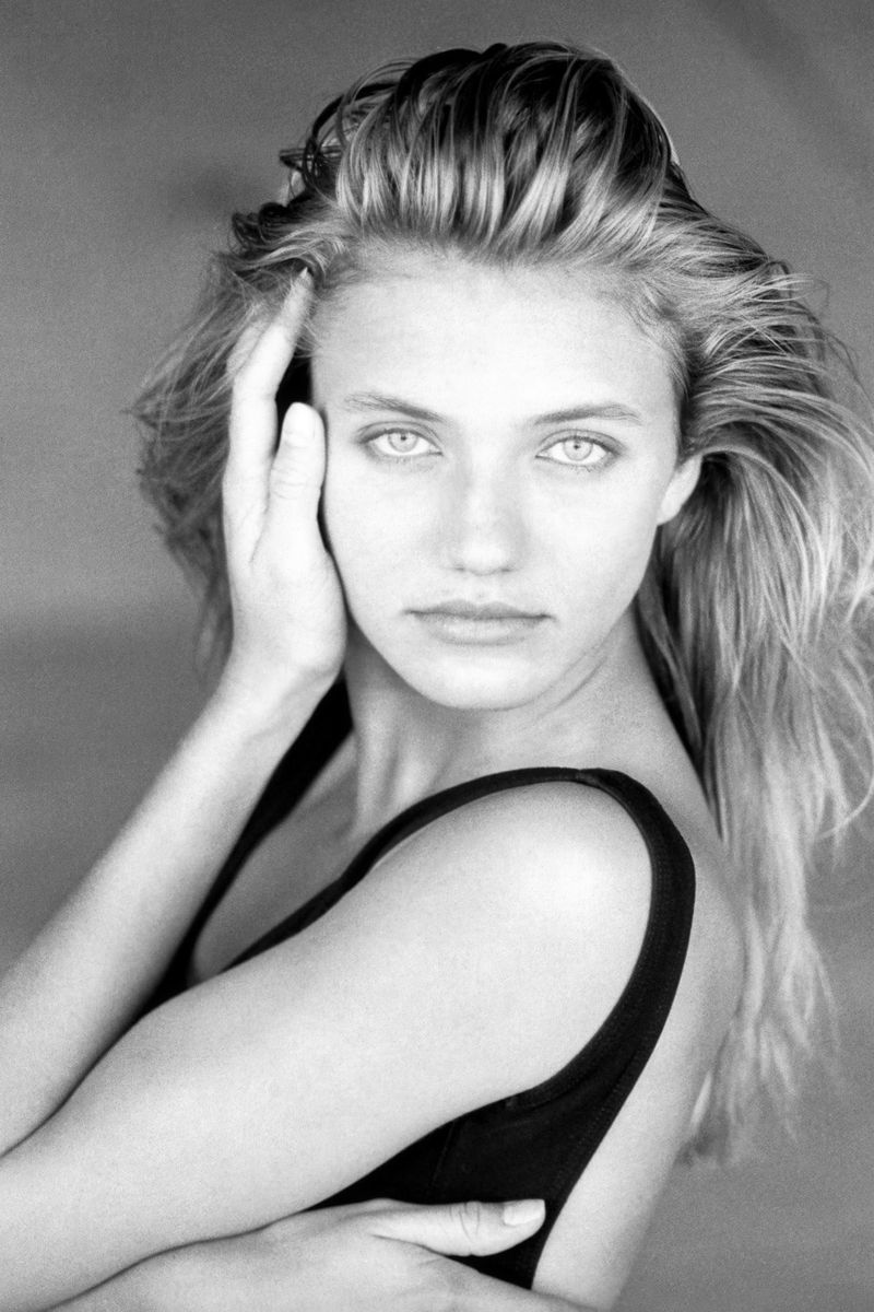 Cameron Diaz Young Portrait Poster | Black and White Wall Art Print - Celebrities Poster