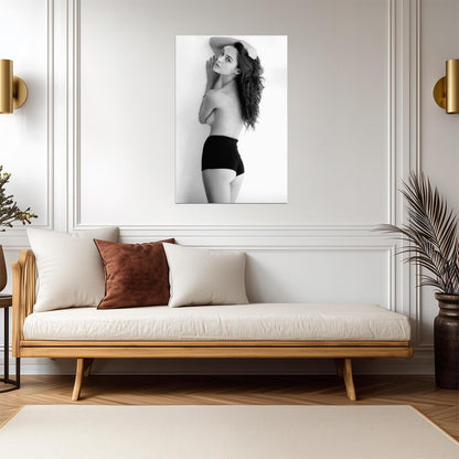 Gal Gadot in Black Shorts Poster | Black and White Portrait Wall Art Print - Celebrities Poster