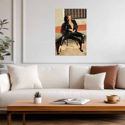 Charlize Theron in Leather Outfit Poster | Smoking Sexy Actress Print - Celebrities Poster