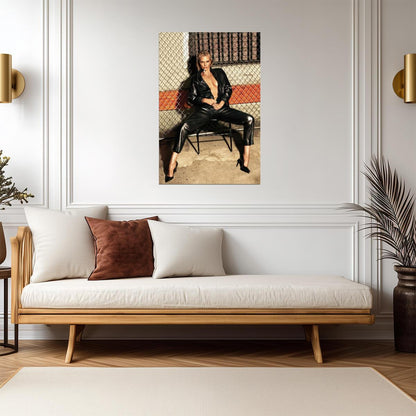 Charlize Theron in Leather Outfit Poster | Smoking Sexy Actress Print - Celebrities Poster