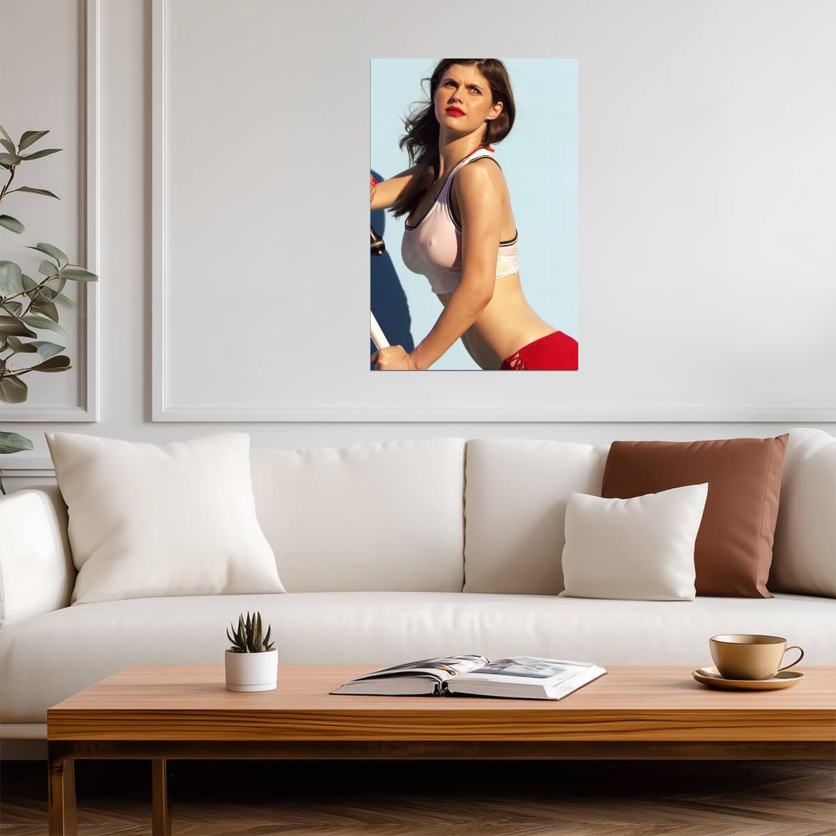 Alexandra Daddario in White Wet Top Poster | Sexy Actress Wall Art Print - Celebrities Poster