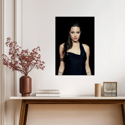 Angelina Jolie in Black Dress Poster | Actress Wall Art Print - Celebrities Poster