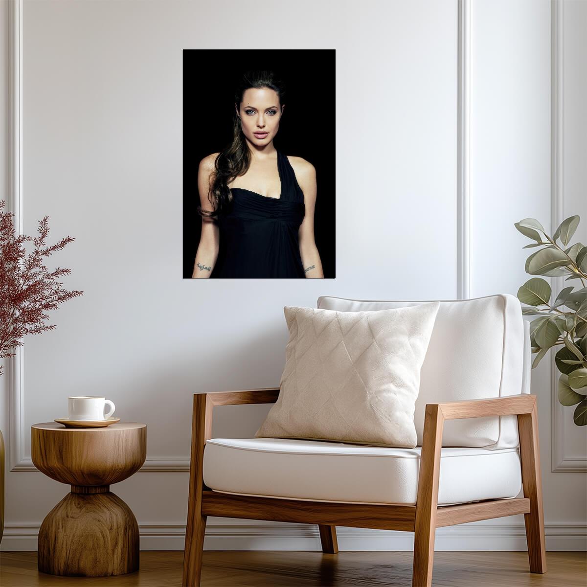 Angelina Jolie in Black Dress Poster | Actress Wall Art Print - Celebrities Poster