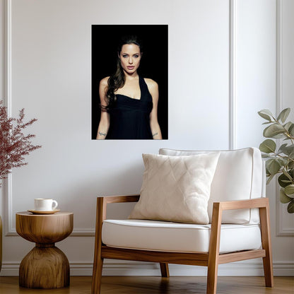 Angelina Jolie in Black Dress Poster | Actress Wall Art Print - Celebrities Poster
