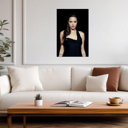 Angelina Jolie in Black Dress Poster | Actress Wall Art Print - Celebrities Poster