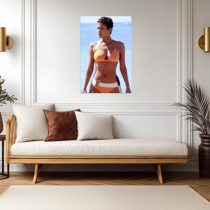 Halle Berry in Orange Bikini Poster | Actress Wall Art Print - Celebrities Poster