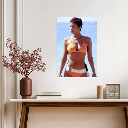 Halle Berry in Orange Bikini Poster | Actress Wall Art Print - Celebrities Poster