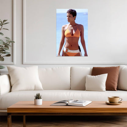 Halle Berry in Orange Bikini Poster | Actress Wall Art Print - Celebrities Poster