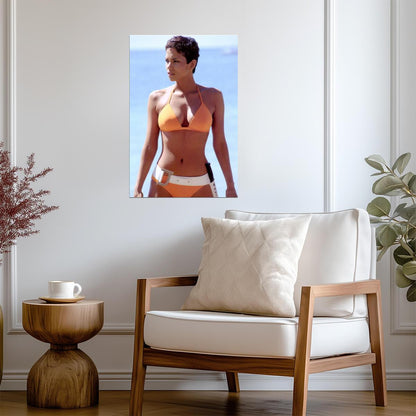 Halle Berry in Orange Bikini Poster | Actress Wall Art Print - Celebrities Poster
