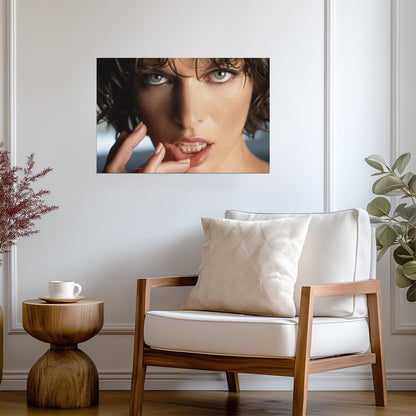 Milla Jovovich Fingers to Lips Poster | Sexy Actress Wall Art Print - Celebrities Poster