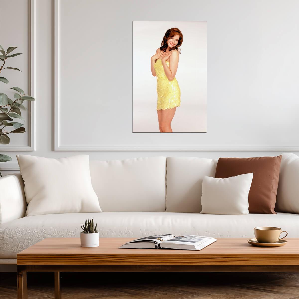 Geena Davis in Yellow Dress Poster | Actress Wall Art Print - Celebrities Poster