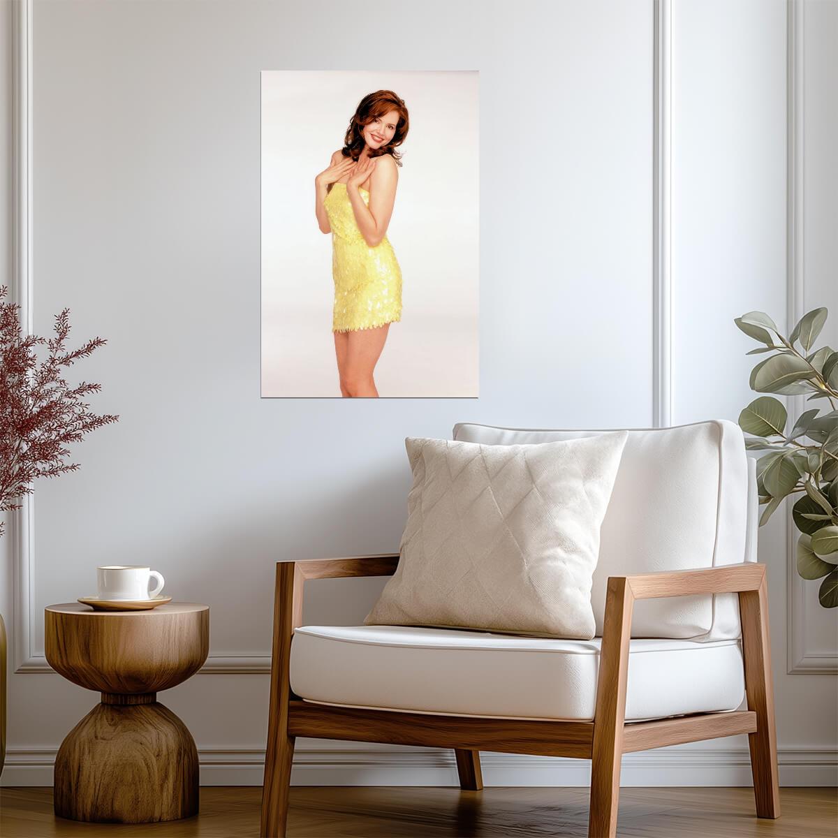 Geena Davis in Yellow Dress Poster | Actress Wall Art Print - Celebrities Poster