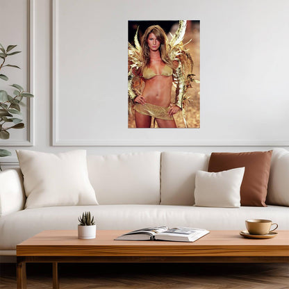 Gisele Bundchen in Gold Swimsuit Poster | Runway Wall Art Print - Celebrities Poster