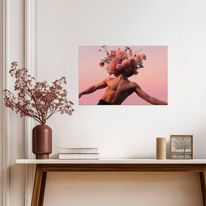 Male Figure Poster | Surreal Flower Head Photography - Photography Poster