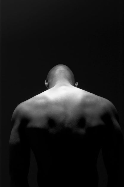 Male Back Poster | Black and White Shadow Study - Photography Poster