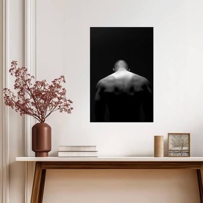 Male Back Poster | Black and White Shadow Study - Photography Poster
