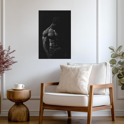 Male Physique Poster | Dark Monochrome Photography - Photography Poster
