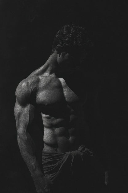 Male Physique Poster | Dark Monochrome Photography - Photography Poster