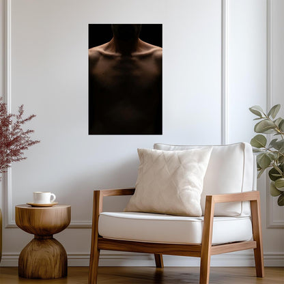 Male Torso Poster | Warm Light and Shadow - Photography Poster