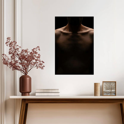 Male Torso Poster | Warm Light and Shadow - Photography Poster