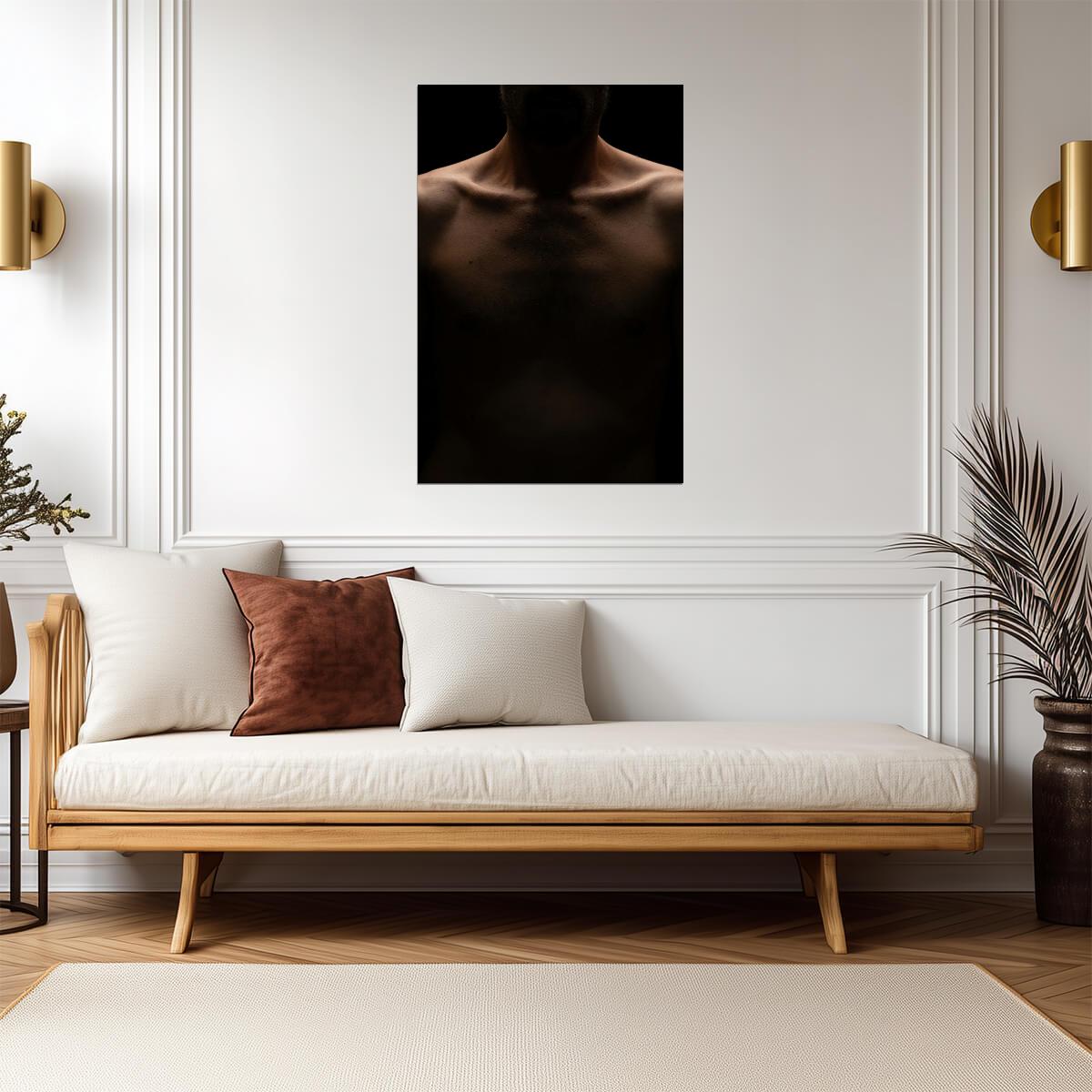 Male Torso Poster | Warm Light and Shadow - Photography Poster