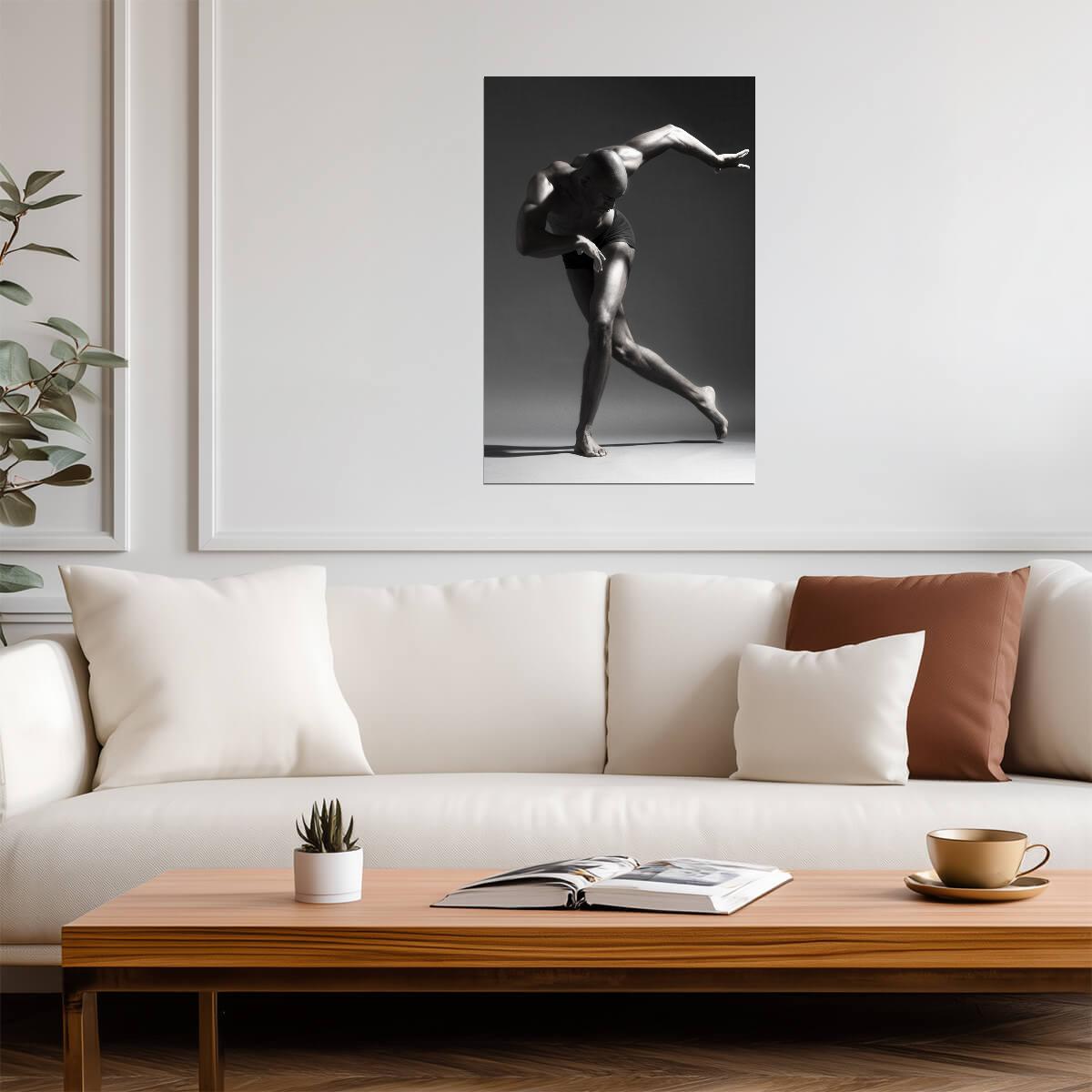 Male Dancer Poster | Powerful Black and White Movement - Photography Poster