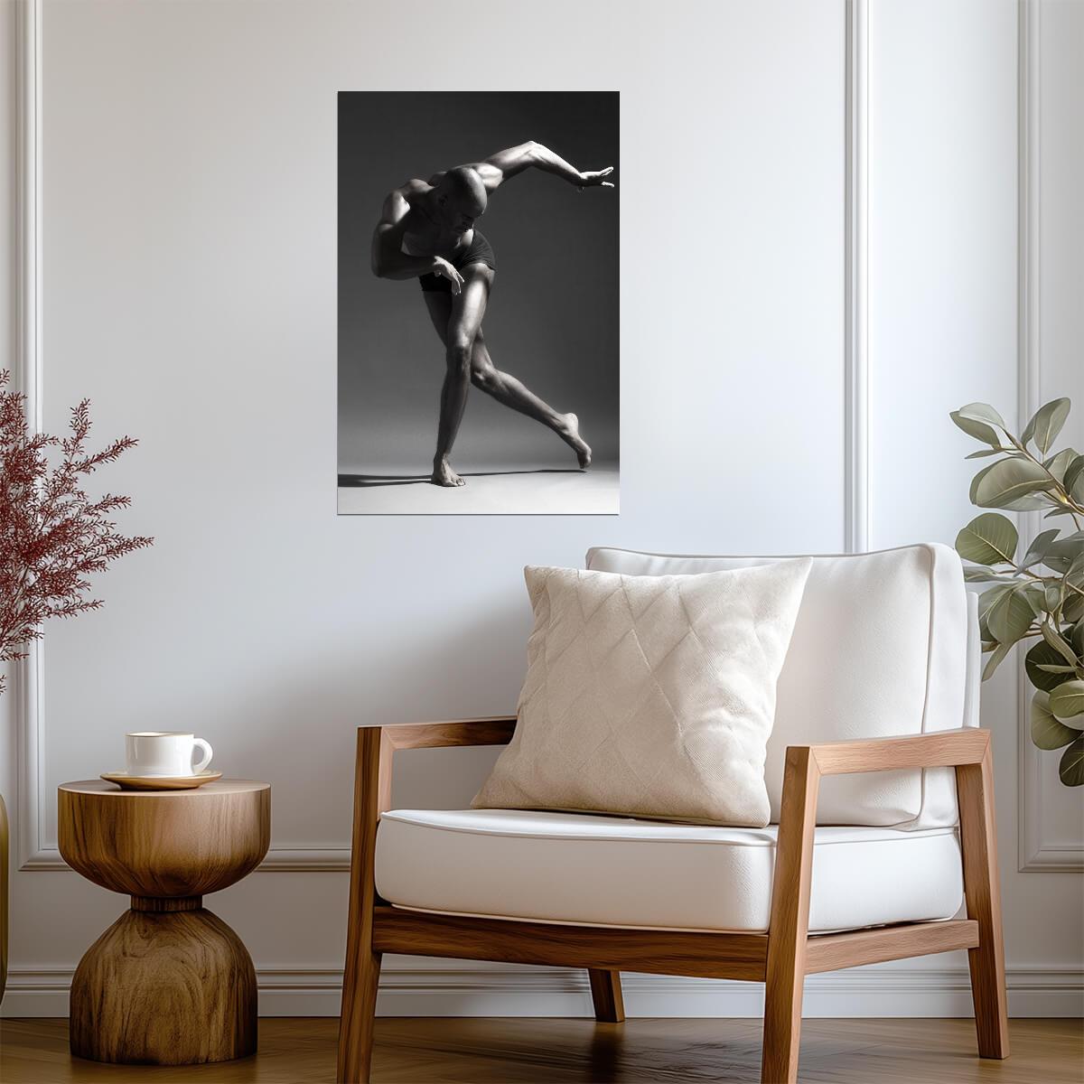 Male Dancer Poster | Powerful Black and White Movement - Photography Poster